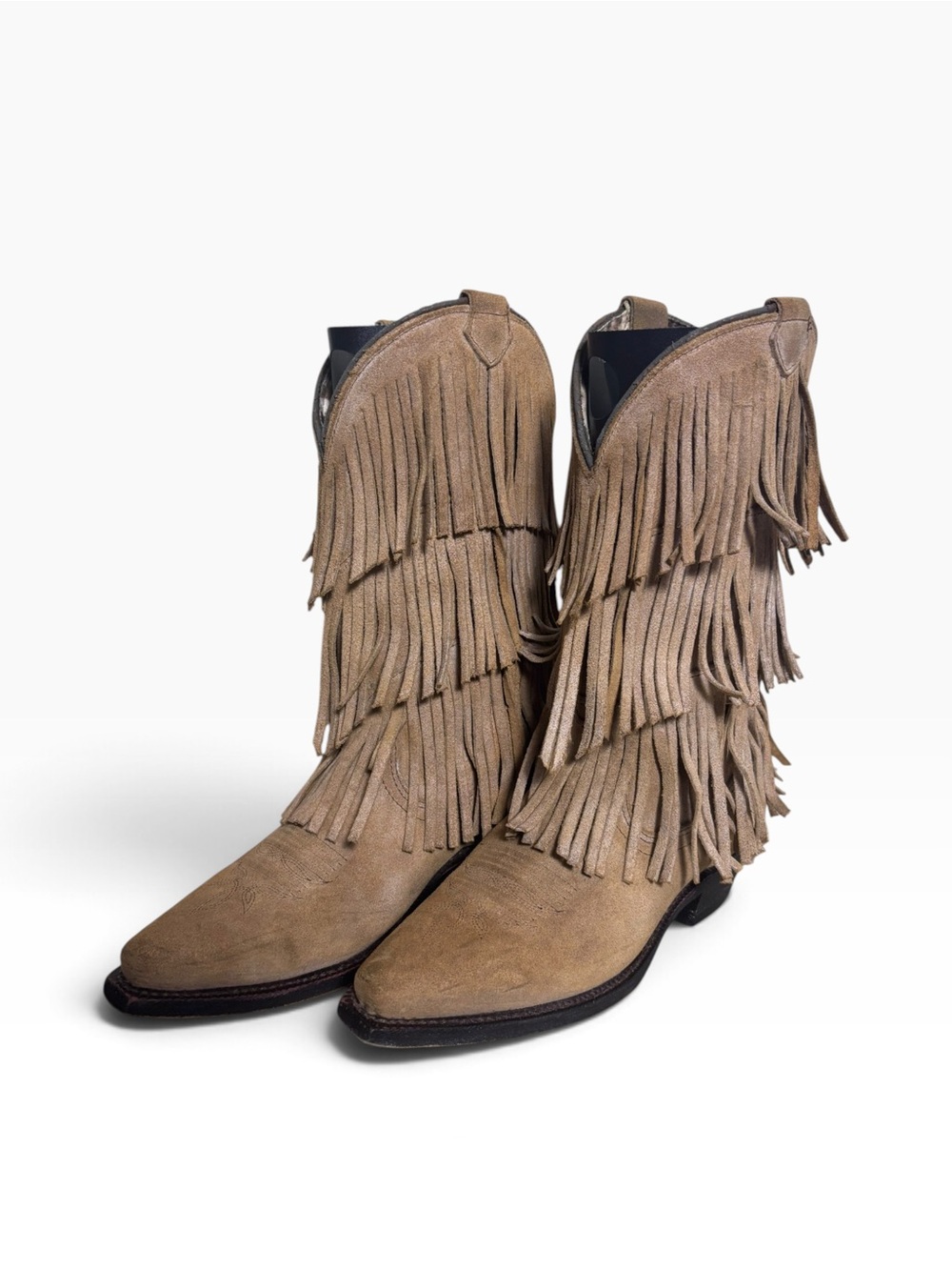 dingo Women's Taupe Fringe Heeled Western Boots